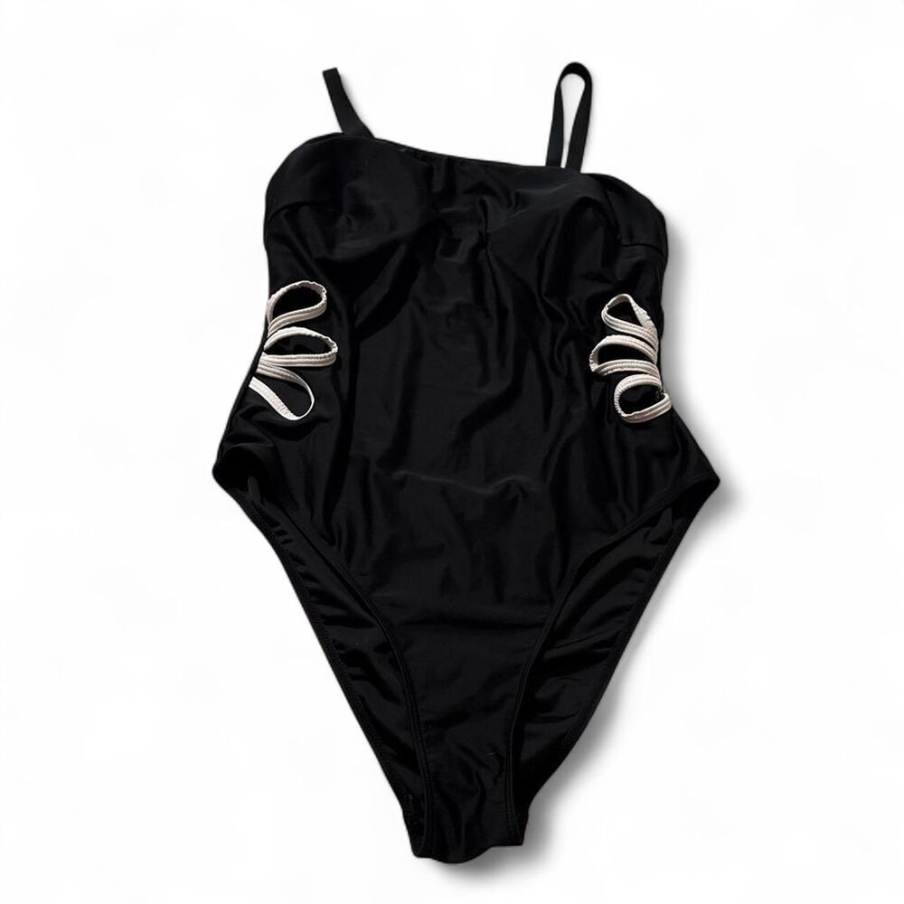 Black One Piece Swimsuit Women's 1XL Cutout Plus Size